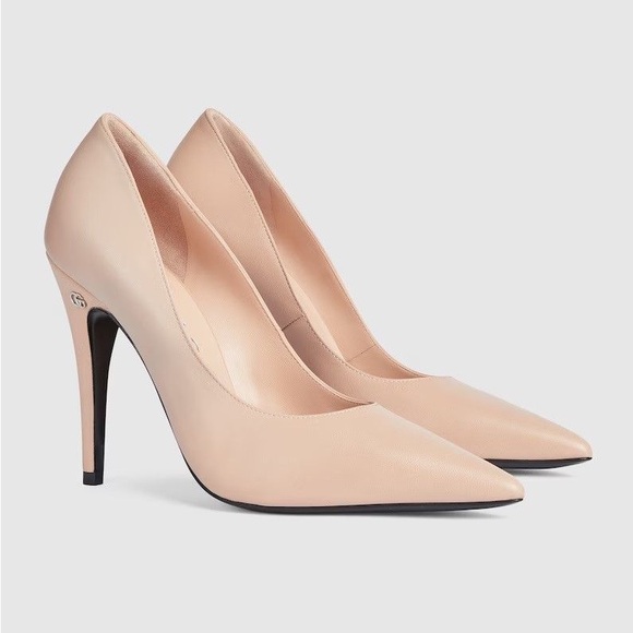 Gucci Leather Pumps Elegant Beige/pink Stiletto Heels - Picture 3 of 10